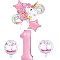 Unicorn Balloon 1th Birthday Rainbow Bouquet Theme Party Supplie Kids Girls Birthday Foil Helium Balloon Decorations Magical Decor Pack of 8