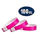 100 WristCo Neon Pink Plastic Wristbands for Events – Extended Wear, Secure Snap Prevents Reuse – Premium-Grade Bracelets