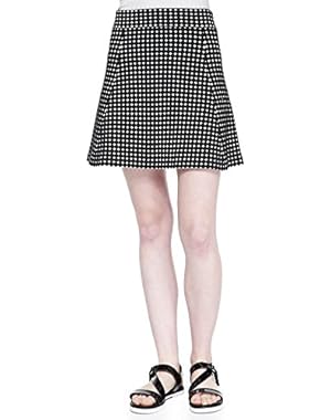 Theory Women's Doreene D Dot-Print A-Line Skirt Black/Ivory Size Petite