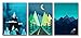 Gardenia Art - Abstract Mountain at Night Canvas Prints, 16x12 inch/Piece, 3 Panels, Framed