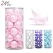 AMS 2.36''/24ct Clear Christmas Ball Pendant Shatterproof Plastic Balls Ornaments Decorative Xmas Balls Baubles with Stuffed Feathers Decoration for Wedding, Thanksgiving, Party(60mm, Pink)