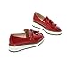 Lucksender Womens Platform Comfort Mid-heel Patent leather Loafer Shoes with Tassel
