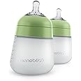 Nanobébé Flexy Silicone Baby Bottle, Anti-Colic, Natural Feel, Non-Collapsing Nipple, Non-Tip Stable Base, Easy to Clean 2-Pack, Sage, 9oz