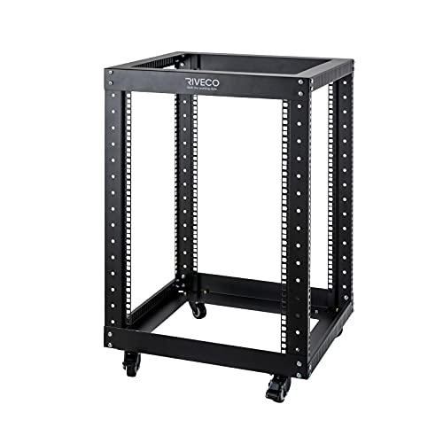 RIVECO 15U Server Rack Floor Standing Open Frame with Wheels 19inch 4