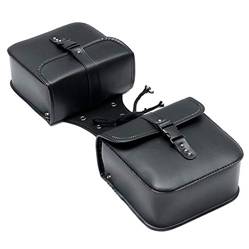 Luixxuer Pair of Motorcycle Panniers Saddle Bags, Cruiser Travel Bags, Double Luggage Packing Side Bag, Waterproof Premium PU Leather Black