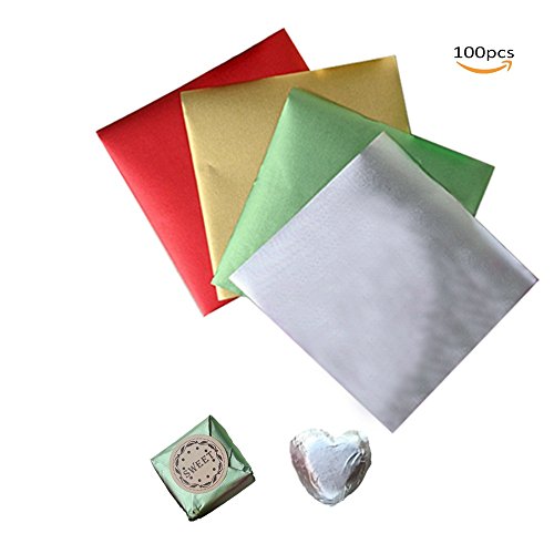 Candy Chocolate Wrapping Aluminium Foil Paper Best for Wrapping Candies/Chocolate Balls /Gift Size 4x4/ 100PCS Sugar Wraps Paper by Party/ Wedding/Birthday/Chrismas Accessories (Gold, 100)