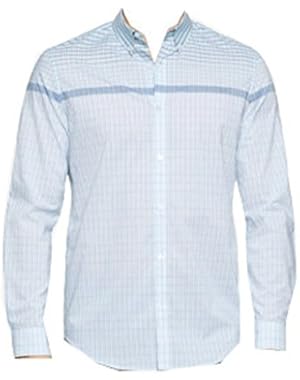 Calvin Klein Men's Engineered Plaid Shirt, Clearwater, XXL