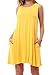 CALIPESSA Womens Summer Plain Sleeveless Pocket Loose Casual Swing T-shirt Dress