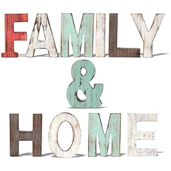 Rustic Wood Family & Home Signs Home Décor |Freestanding Wooden Letters Cutouts for Home Décor| Multi-Color Wooden Signs |Decorative Word Signs| Multicolor Table Decor Centerpiece| for Kitchen Shelf,
