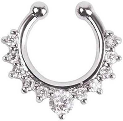Kongnijiwa Accessory Luxury Alloy Rhinestone Fake Nose Ring Piercing Jewelry Zircon Clear Crystal Decorative Nose Stud