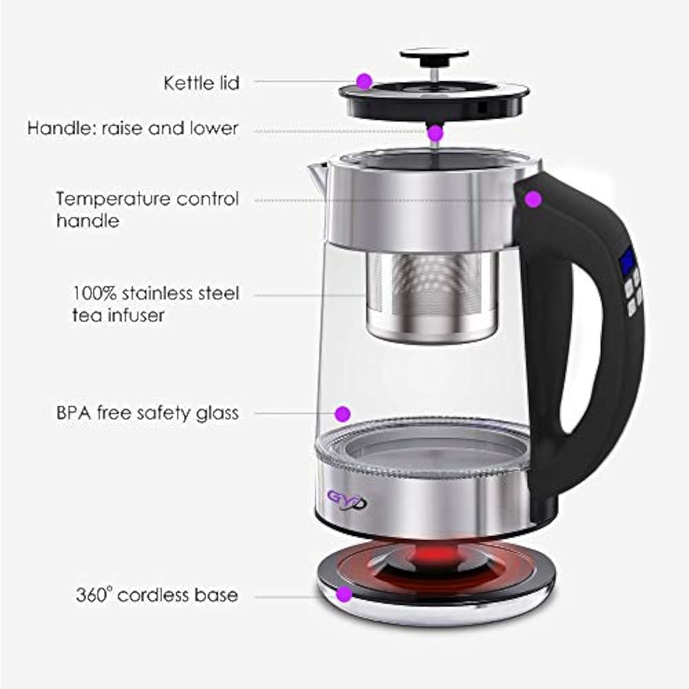 Electric Kettles GYD Eletric With Tea Infuser And Warmer Cup 1.8L 1200W