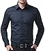 PJ PAUL JONES Men's Navy Blue Dress Shirt Formal Shirts Slim Fit Dress Shirt Long Sleeve (L)