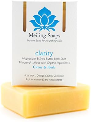 Clarity Organic &amp; Natural Soap Bar w Topical Magnesium Citrus &amp; Herb Essential Oil Organic Shea Butter Soap 6 Ounce Moisturizing Soap Bar from Meiling Skincare