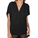 vanberfia Women's Casual Chiffon Summer Blouse V Neck Short Bat Wing Sleeve Top Shirts (XL, 5678)