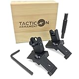 TACTICON 45 Degree Offset Flip Up Iron Sights For Rifle Includes Front Sight Adjustment Tool | Rapid Transition Backup Front And Rear Iron Sight BUIS Set Picatinny Rail And Weaver Rails