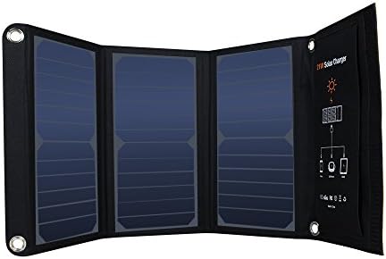 Portable Dual USB Solar charger 21W Waterproof SunPower Solar Panels Foldable Power Bank for Cell Phone,Ipad, Tablet and Outdoor Camping Travel,23% High Efficient,PVC Clothing (21W)