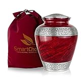 SmartChoice Cremation Urn for Human Ashes (Adult) - Memorial Funeral Vase with Secure Lid - Red Handcrafted Large Urn (Royal Red)