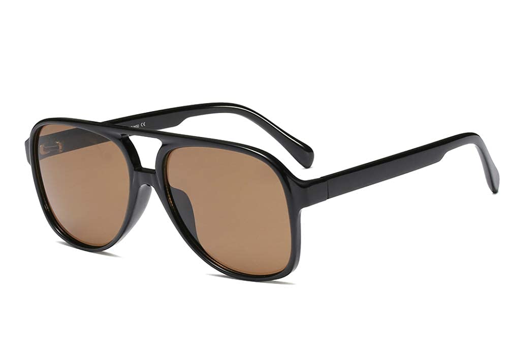 Photo 1 of Freckles Mark Vintage Retro 70s Sunglasses for Women Men Classic Large Square Aviator Trendy Glasses (Dark Brown, Millimeters, 60)