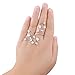 dnswez Adjustable CZ Cubic Zirconia Cluster 2 Finger Ring Twisted Vine Style Knuckle Rings for Women