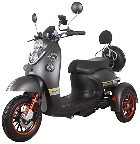Green Power 3 Wheeled Retro Style Electric Mobility Scooter (Black)