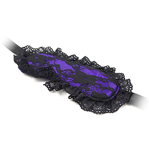 MOJOY Lace Restraints Bondage Kit/Set, Blindfold for Sex with Fetish SM Restraint Handcuffs and Flogger (Purple)