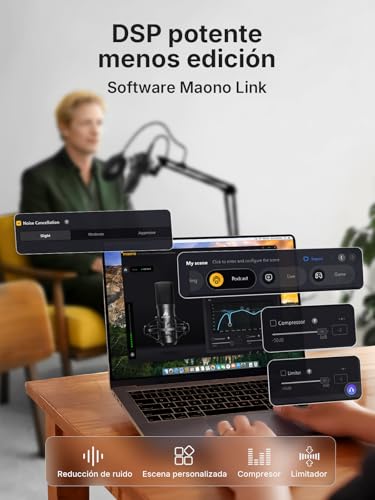 MAONO XLR/USB Condenser Microphone: 192kHz/24bit PC Plug and Play Metal Podcast Microphone Kit with Software, Professional Audio Chipset for Recording, Studio, Voice, YouTube A04 Gen2