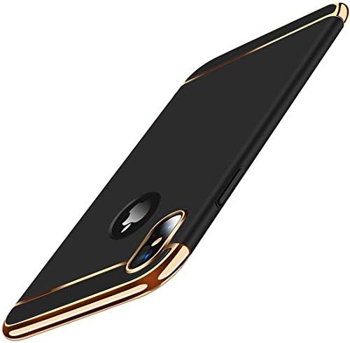 KUMTZO Compatible iPhone Xs Max Case for Girls Women Men Boys,Fashion & Luxury 3 in 1 Ultra Thin Slim Hard Case Coated Non Slip Matte Surface Electroplate Frame Cover for iPhone Xs Max 6.5 inch_Black