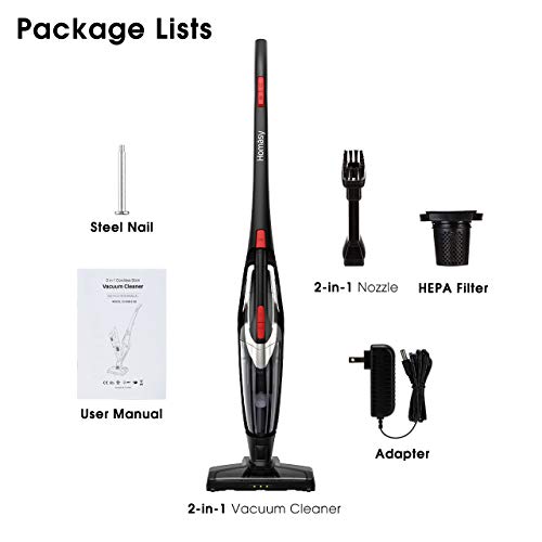 Homasy Cordless Vacuum Cleaner, 2-in-1 Stick and Handheld Vacuum Cleaner with Super Strong Suction, Lightweight Bagless Vacuum LED Headlights for Carpet and Hard Floor