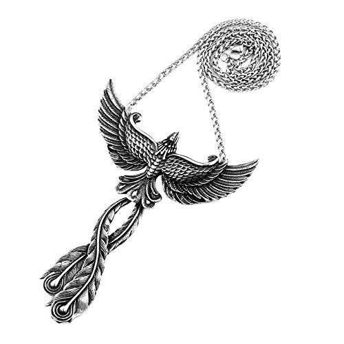 PAMTIER Men's Women's Stainless Steel Phoenix Pendant Necklace