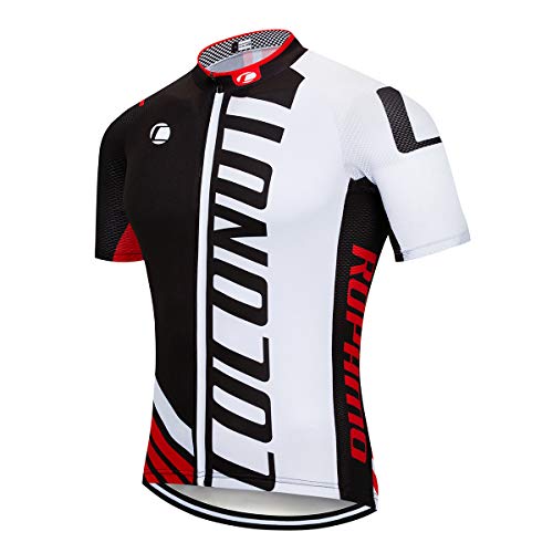 Men's Cycling Jersey Short Sleeve Full Zip Bike Clothing Set, Quick-Dry, Bib Shorts with 3D Gel Padded