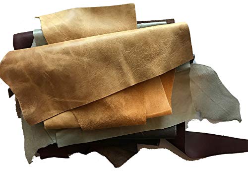 Leather Scraps: Sheets of Leather for Crafts. Various Sizes, Colors and Shapes. 2-7 Pieces per Pack - 2 Lbs