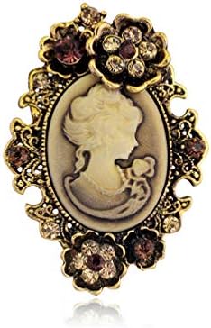 GAOZONGTER Retro Vintage Inspired Cameo Lady Maiden Crystal Rhinestone Pin Brooches for Women Bridesmaid Brides Wedding Gifts