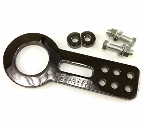 KonKord Performance JDM Anodized Billet Aluminum Racing Front Tow Hook Kit Gunmetal Chrome TH1001-GBK