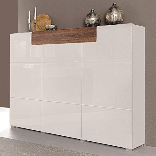 Amazon De Moebelaktionsshop24 Highboard Wohnzimmer Wohnwand Kaschmir Hochglanz Walnuss Matt Neu