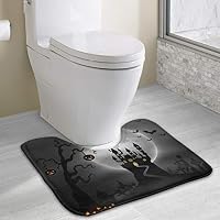 ASINL Halloween Happy Toilet Bath Mat U-Shaped Contour Rug Soft Non Slip Bathroom Mat Rugs