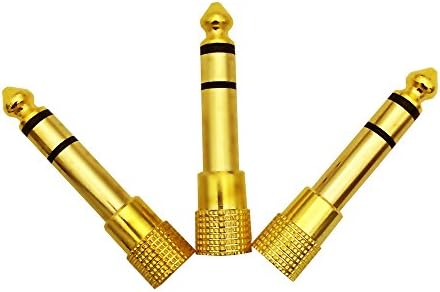 6.35 mm Audio Stereo Plug to 3.5 mm Stereo Headphone Jack Adapter, Pack of 3