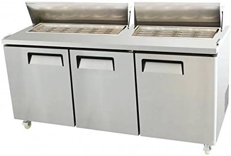 73" 3 Door Commercial Refrigerated Mega Top Salad Sandwich Prep Station Table, MSF-8308, 22.5 Cubic Feet, 30 Pans Included, for Restaurant