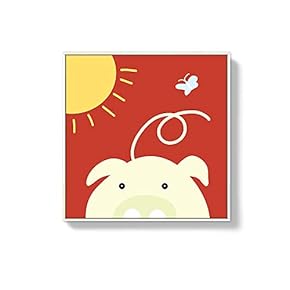 Framed Canvas Wall Art for Living Room, Bedroom Cute Cartoon Animals Canvas Prints for Home Decoration Ready to Hanging - 16x16 inches