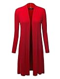 MBJ Womens Solid Long Sleeve Open Front Long Cardigan - Made in USA