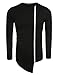 Coofandy Men's Shirts Casual Zipper Shirt Irregular Long Sleeve T Shirt,Black,Medium