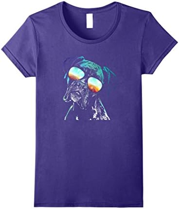 Womens Boxer Neon Dog Shirt Large Purple