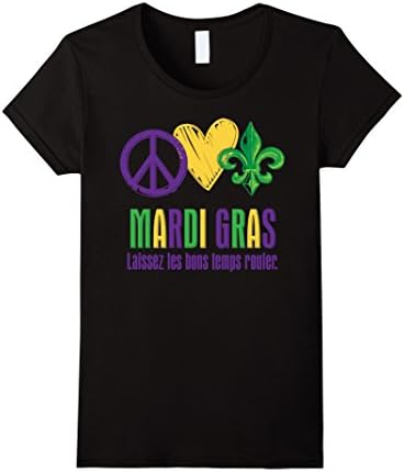 Peace Love Mardi Gras Shirt - Female Medium - Black