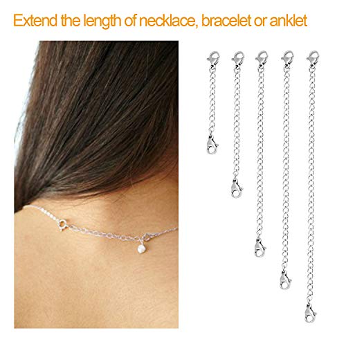 33 Feet Necklace Jewelry Chain with 50 Charms Pendants, 80 Jump Rings and 30 Lobster Clasps Stainless Steel Silver Plated Jewelry Chain for Bracelet Making Jewelry Repair
