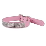 SKL Hot Pink Pet Collar with Sparkly Rhinestones for Cats or Dogs (7.87