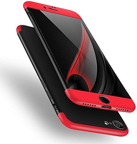 VCASE 3 in 1 Double Dip Super Slim Hybrid PC Hard Back Case Cover for Apple iPhone 6/6s (Black and Red)