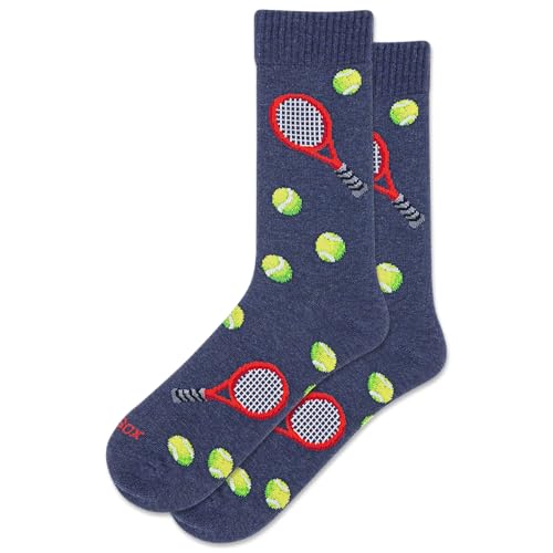 HotSox Men's Tennis Hybrid Crew Sock, Denim Heather, 6-12