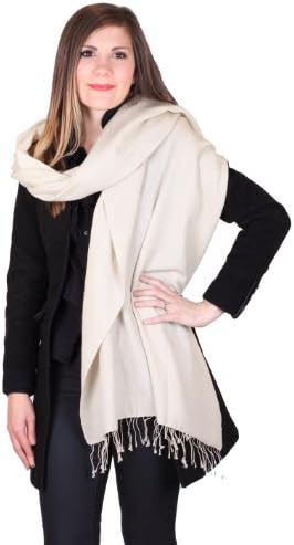 Ivory Pashmina Silk Scarf Shawl Wrap 80" L x 28" W