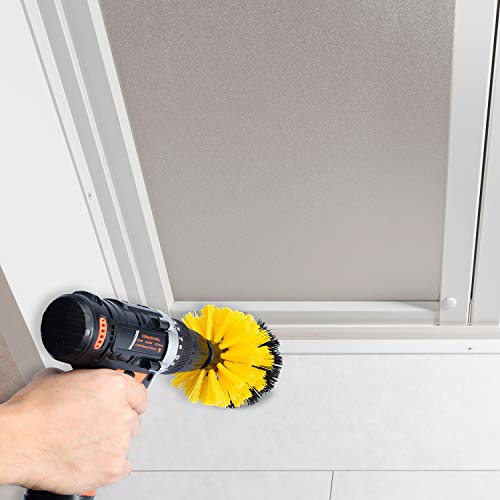 Glotoch Express Drill Brush 3 pack kit Medium- Yellow All purpose Cleaner Scrubbing Brushes for Bathroom, surface, Grout, Tub, Marble, Shower, Kitchen, Auto, Boat(Drill NOT Included)