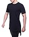 HEQU Men's Cotton Side Split Hipster Hip Hop Short Sleeve Long T Shirt Black L