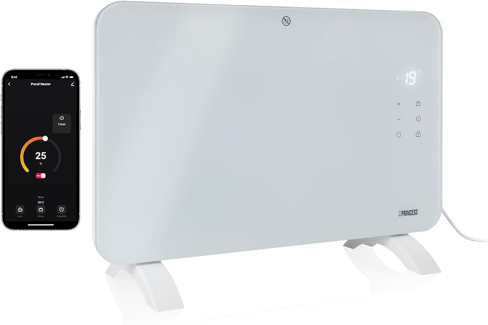 Princess Connected Electric Heater Convection Panel White 1000W App Voice